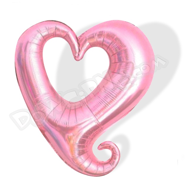 Balon foliowy Serce z ogonkiem 19 cali - różowe