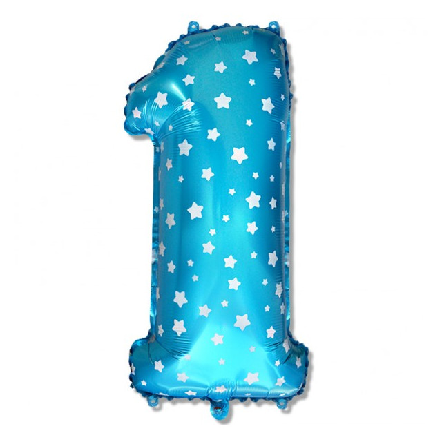 Balon foliowy VP - cyfra 1 roczek niebieska 75cm BCN1Y
