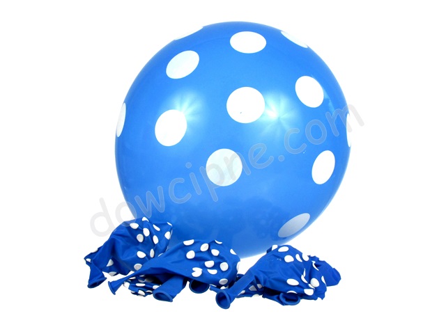 Balony grochy VP niebieskie w białe kropki (10 szt) BAL4