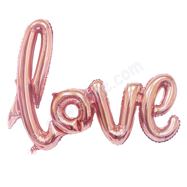 Balon napis LOVE - różowe złoto
