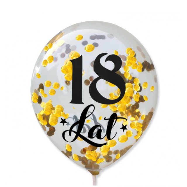 Balon przeźroczysty konfetti (10szt) VP - 18 Lat BAL128