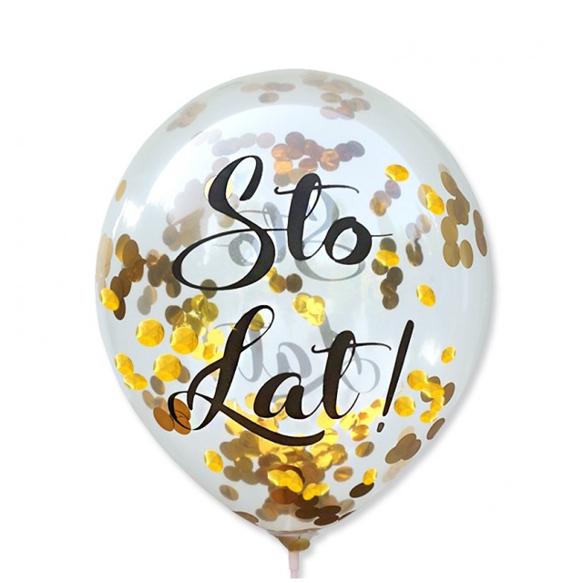 Balon przeźroczysty konfetti (10szt) VP - Sto Lat! BAL130