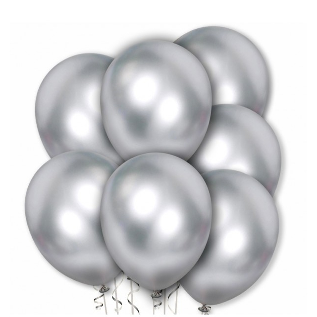 Balony chromowane srebrne 30cm  VP (10szt.) BAL140