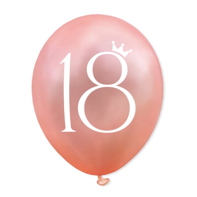 Balony na 18 KORONA-RÓŻOWE ZŁOTO VP (10szt) BAL135