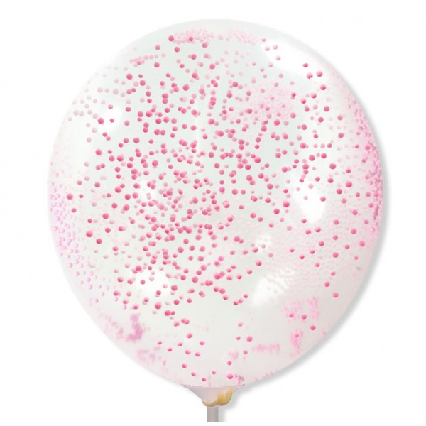 Balony przeźroczyste z różowymi kuleczkami (5szt.) BAL110