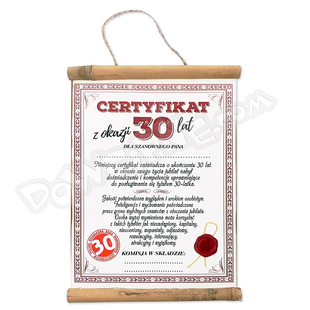 Dyplom Bambus AR178 - Certyfikat 30 dla Pana
