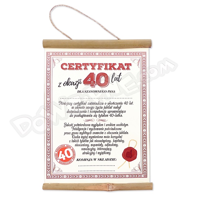 Dyplom bambus AR060 - Certyfikat 40 dla Pana