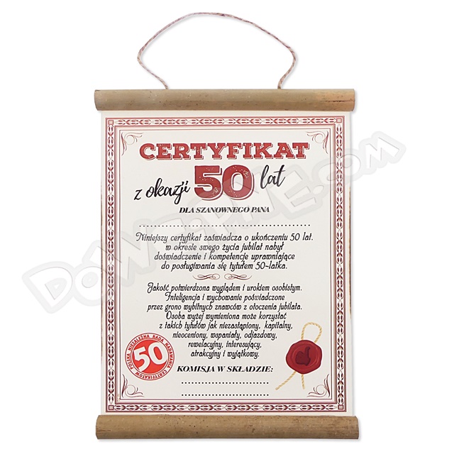 Dyplom bambus AR70 - Certyfikat 50 dla Pana