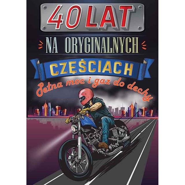 Kartka MEGA + koperta - 40 lat na oryginalnych częściach (motor)