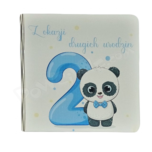 Kartka okolicznościowa RH - 2 urodziny panda niebieska (30)