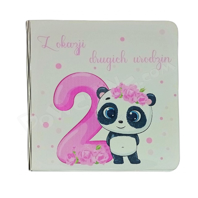 Kartka okolicznościowa RH - 2 urodziny panda różowa (29)