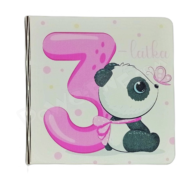 Kartka okolicznościowa RH - 3 urodziny panda różowa (31)