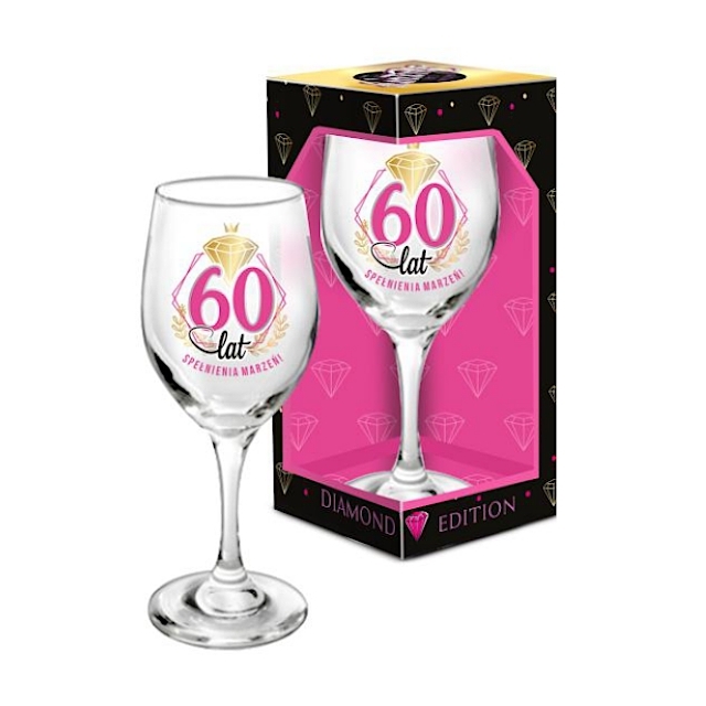 Kieliszek do wina 220 ml  DIAMOND EDITION - 60 Urodziny