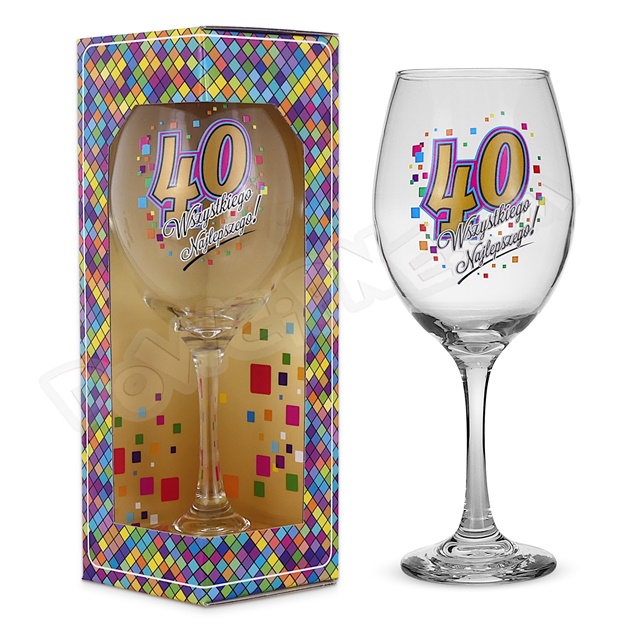Kieliszek do wina URODZINOWA MOZAIKA - 40 urodziny