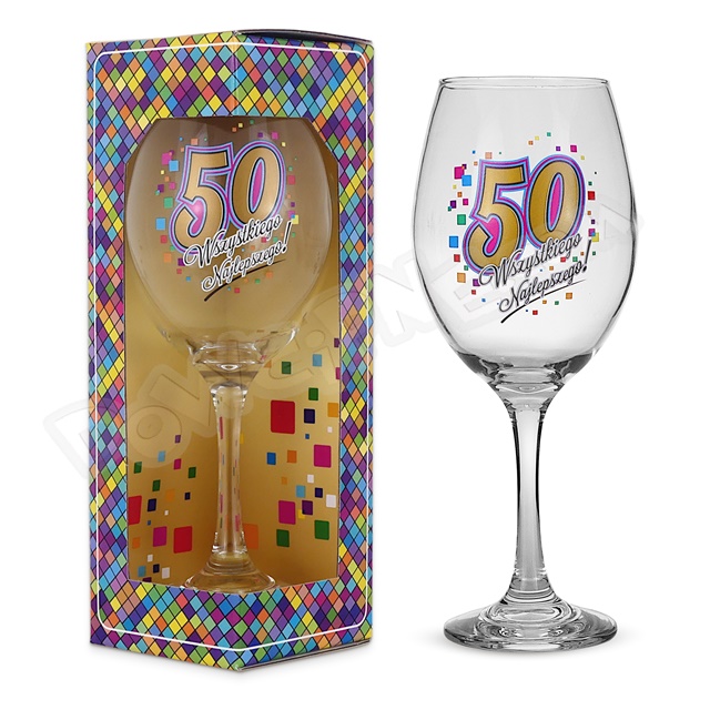 Kieliszek do wina URODZINOWA MOZAIKA - 50 urodziny
