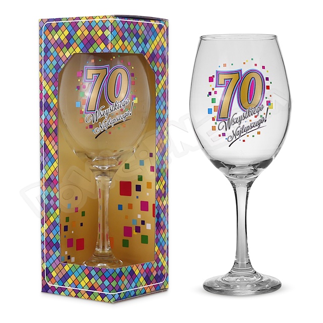 Kieliszek do wina URODZINOWA MOZAIKA - 70 urodziny