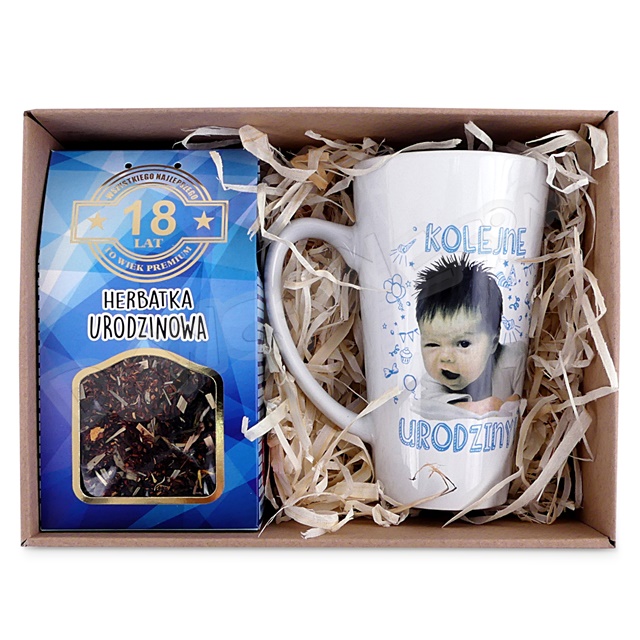 Kubek z herbatką w pudełku - 18 Urodziny