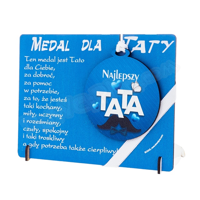 Medal podstawka 007  - Tata (niebieski)
