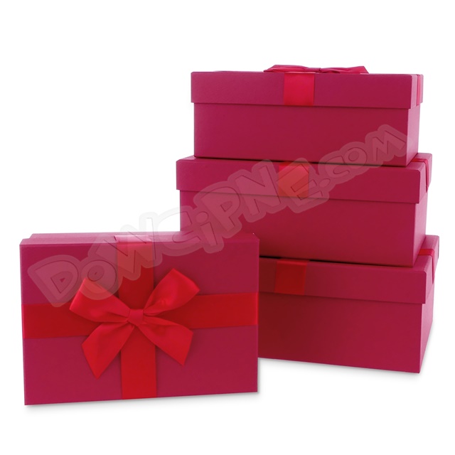 Pudełko zestaw 4 szt. prostokąt - BSJ3904 - Czerwone