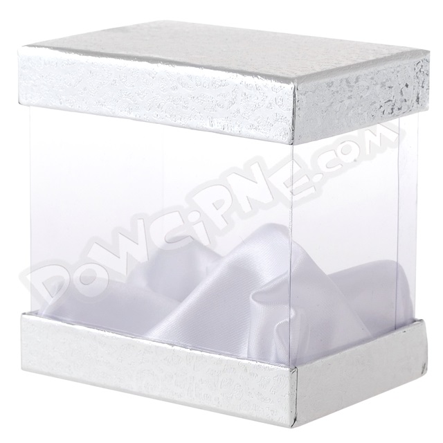 Pudełko z okienkiem PVC - BSJ2547 - Srebrne