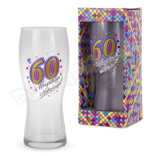 Szklanka do piwa URODZINOWA MOZAIKA - 60 Urodziny