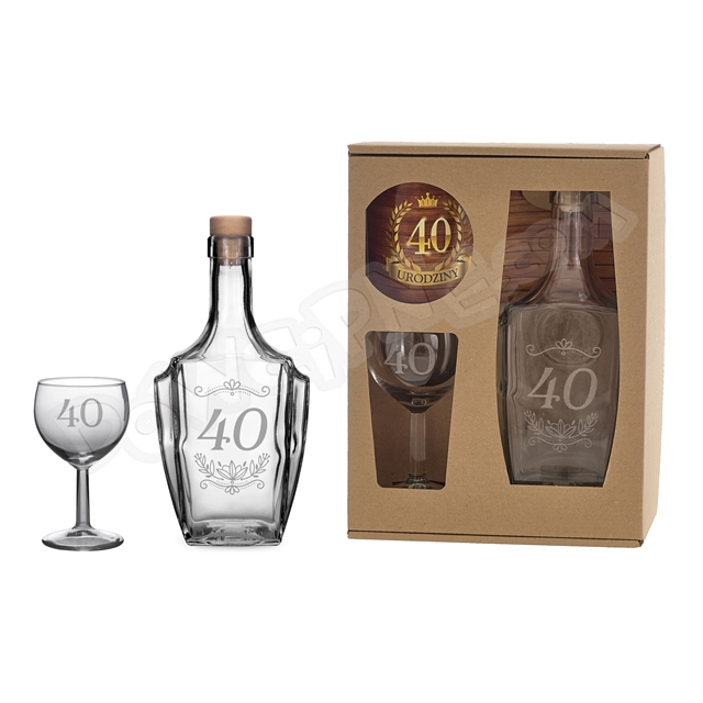 Karafka + kieliszek do wina - 40 Urodziny